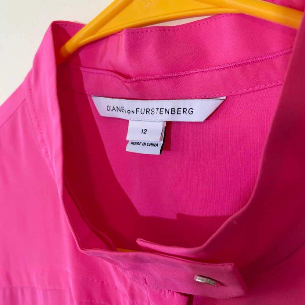 Diane von Furstenberg Women’s Mariana Silk Long Sleeve Pink Dress Size 12 - Picture 7 of 11